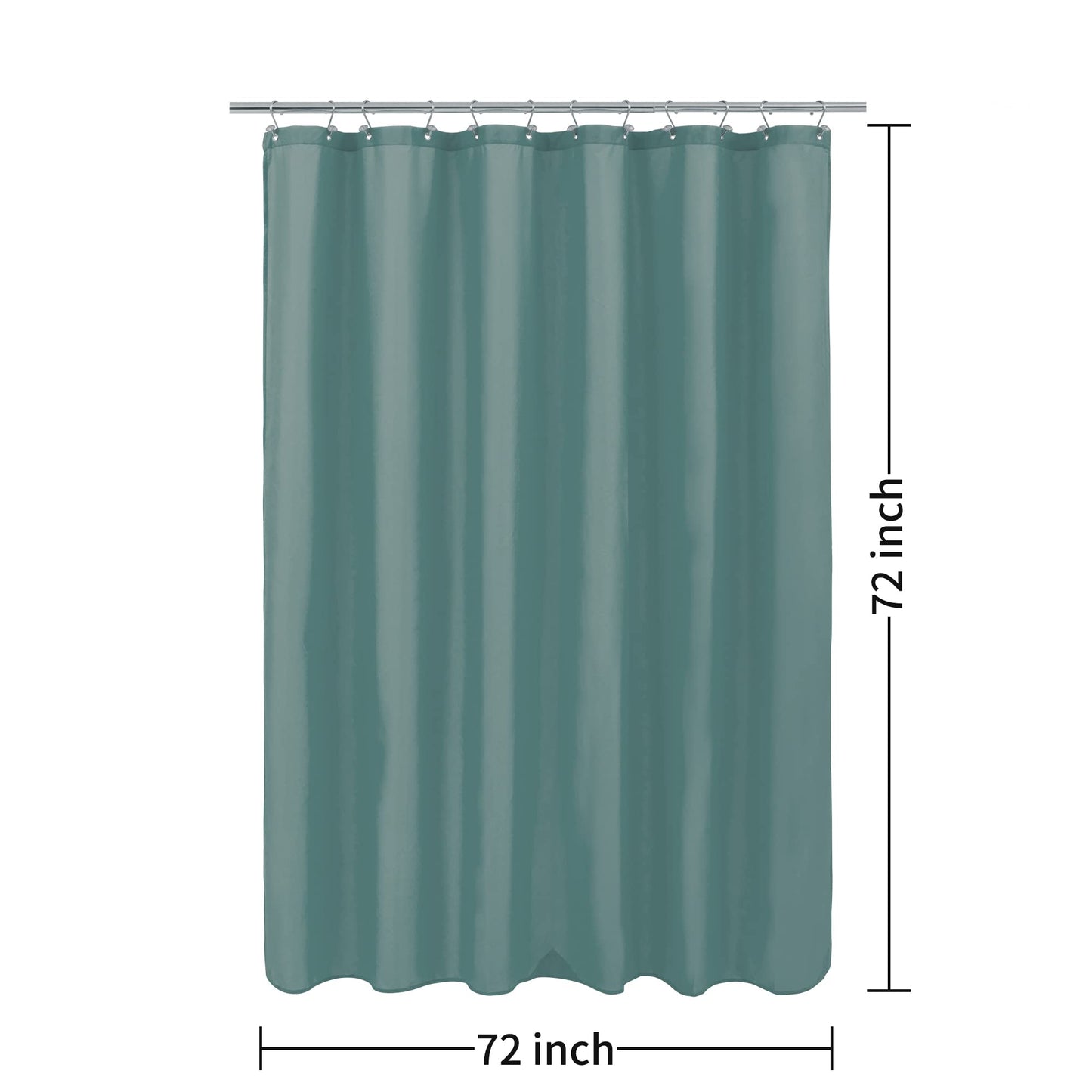 ALYVIA SPRING Teal Fabric Shower Curtain Liner Waterproof - Soft & Light-Weight Cloth Shower Liner with 3 Magnets, Hotel Quality & Machine Washable - Standard Size 72x72, Sea Teal