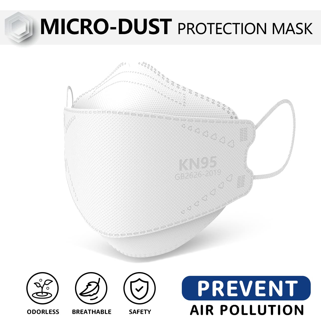 LEVENIS KN95 Face Masks 100 Pack, Breathable Comfortable and Disposable KN95 Mask, White