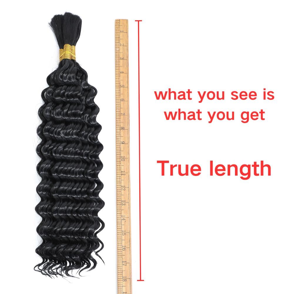 18 Inch Deep Wave Braiding Hair (1Pack-2Bundles) Water Wave Braiding Hair For Bohemian Knotless Boho Braids Wet and Wave, Bulk Synthesis Braiding Hair For Micro Braids Curly Deep Bulk