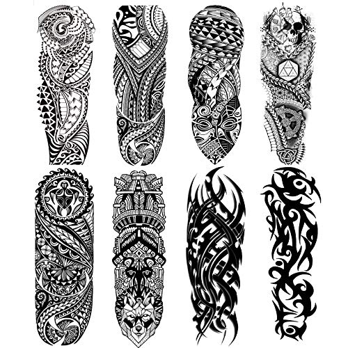 Temporary Tattoo Sleeves - 8 Waterproof Tribal Totem Sheets