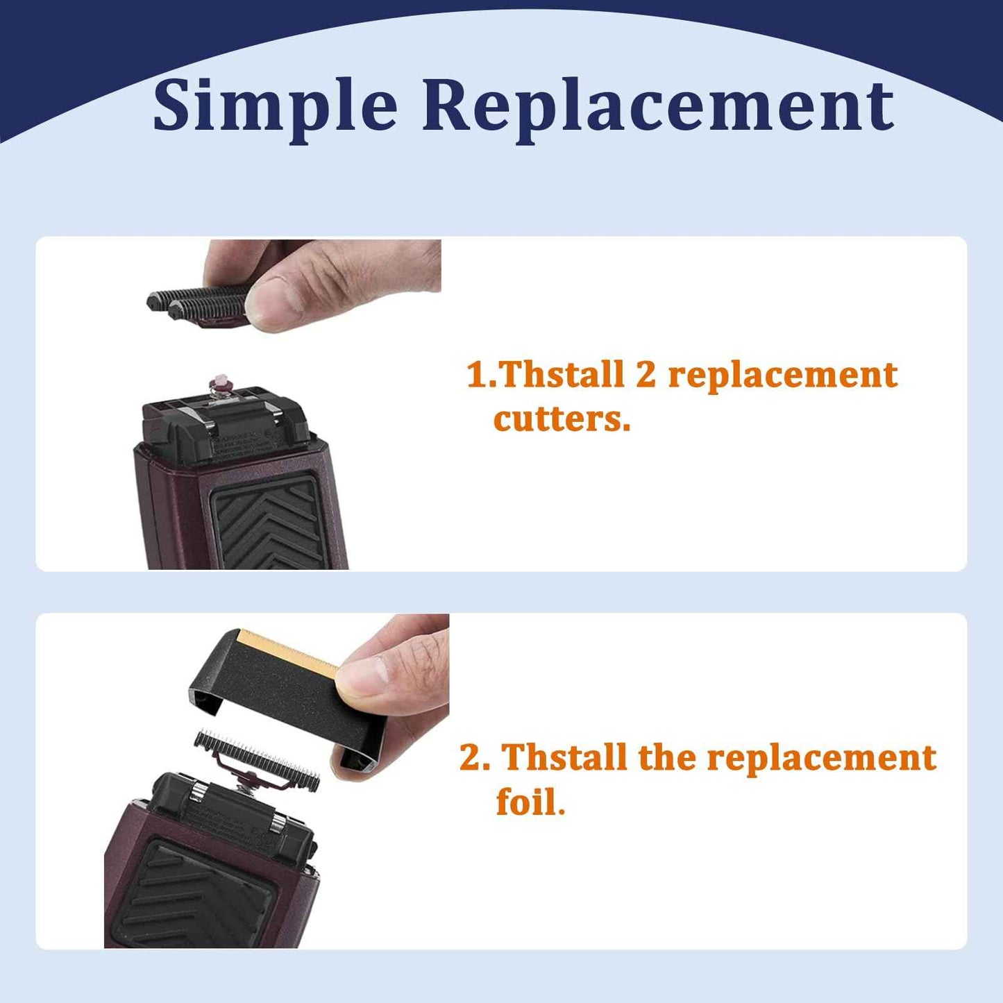 Red Shaver Replacement foil Compatible with W-ahl 5 Star Series Vanish Shaver 7043 (red, 4pack)