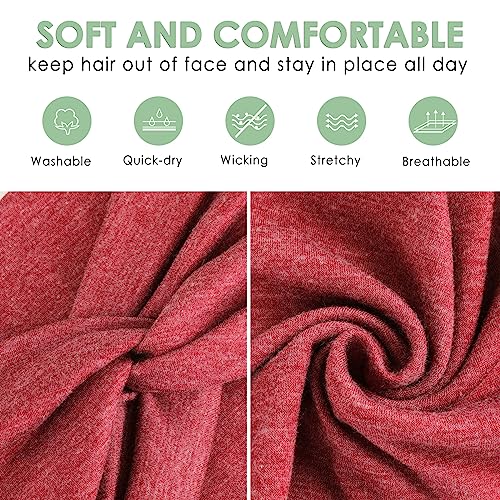Wide Knotted Headbands for Women, 7" Boho Cotton Turban Bandana 6-Pack