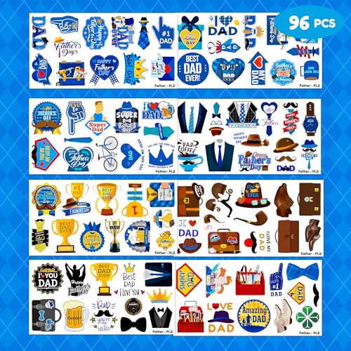 96 PCS Father's Day Temporary Tattoos - Super Dad