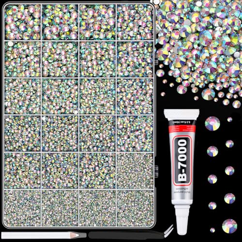 AB Resin Rhinestones Bulk Pack 25,000 Pcs for Crafting & DIY Decoration with Glue - Large Size & Variety - TINKRSTUFF
