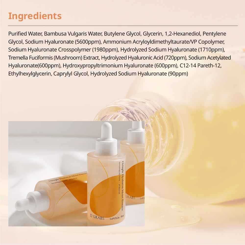 Shift4 Octuple Hyaluron Moist Essence 50ml ㅣ 8 Types of Hyaluronic Acid ㅣ Deep Hydration ㅣ Skin Barrier Support ㅣ Dermatologically Tested ㅣ Soothing Face Serum for Sensitive and Dry Skin