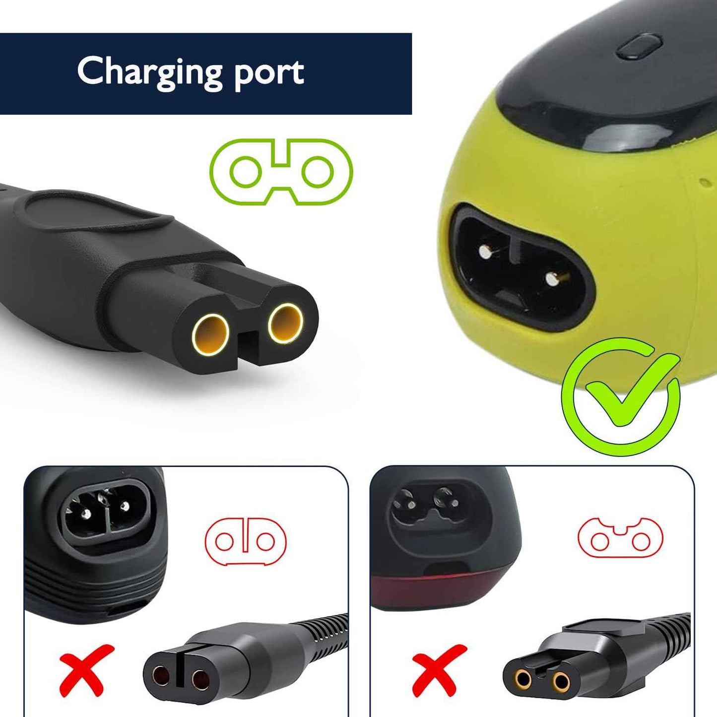 5V Charger Cord Compatible with Philips One Blade QP2724 Charging Cable for Phillips Norelco Oneblade 360, QP1924, QP2834, MG5910, Shaver 3600, 3900, Beard Trimmer Power Cord Replacement 2Pcs