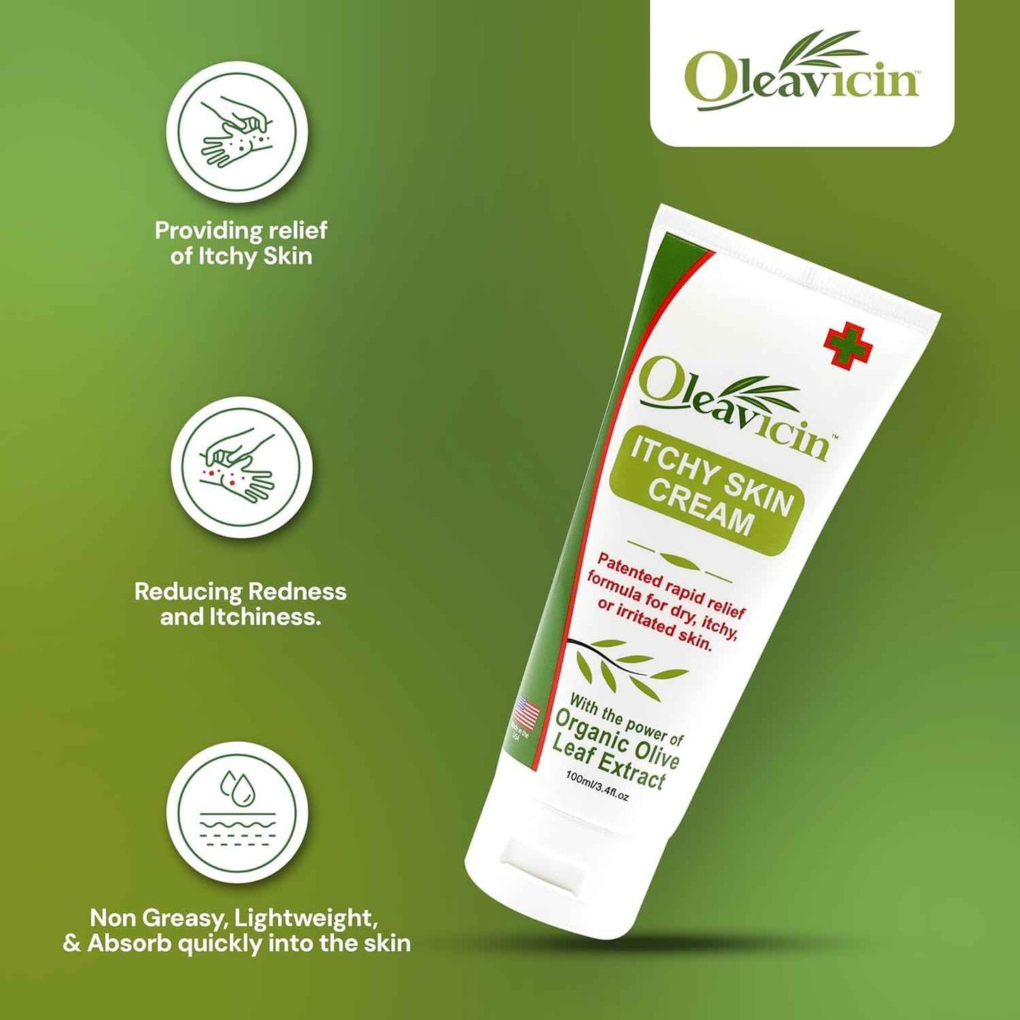 Oleavicin Extra Strength Anti-Itch Cream (2 Pack) for Dry, Itchy Skin Relief – Natural Fungal & Rash Treatment with Olive Leaf Extract – Fast-Acting, Long-Lasting Itch Relief