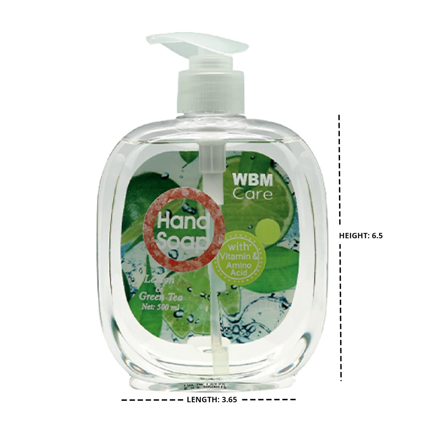 WBM Care Natural Liquid Hand Soap with Lemon & Green Tea,Cleanse and Moisturize Your Hands - 16.9 Ounce