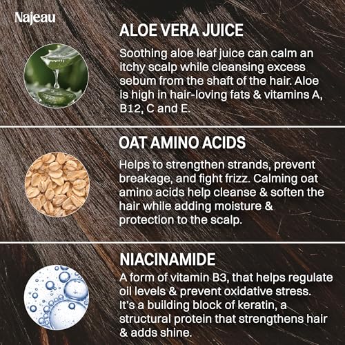 Najeau Nourishing Shampoo for All Hair Types with Aloe & Oat Amino Acids