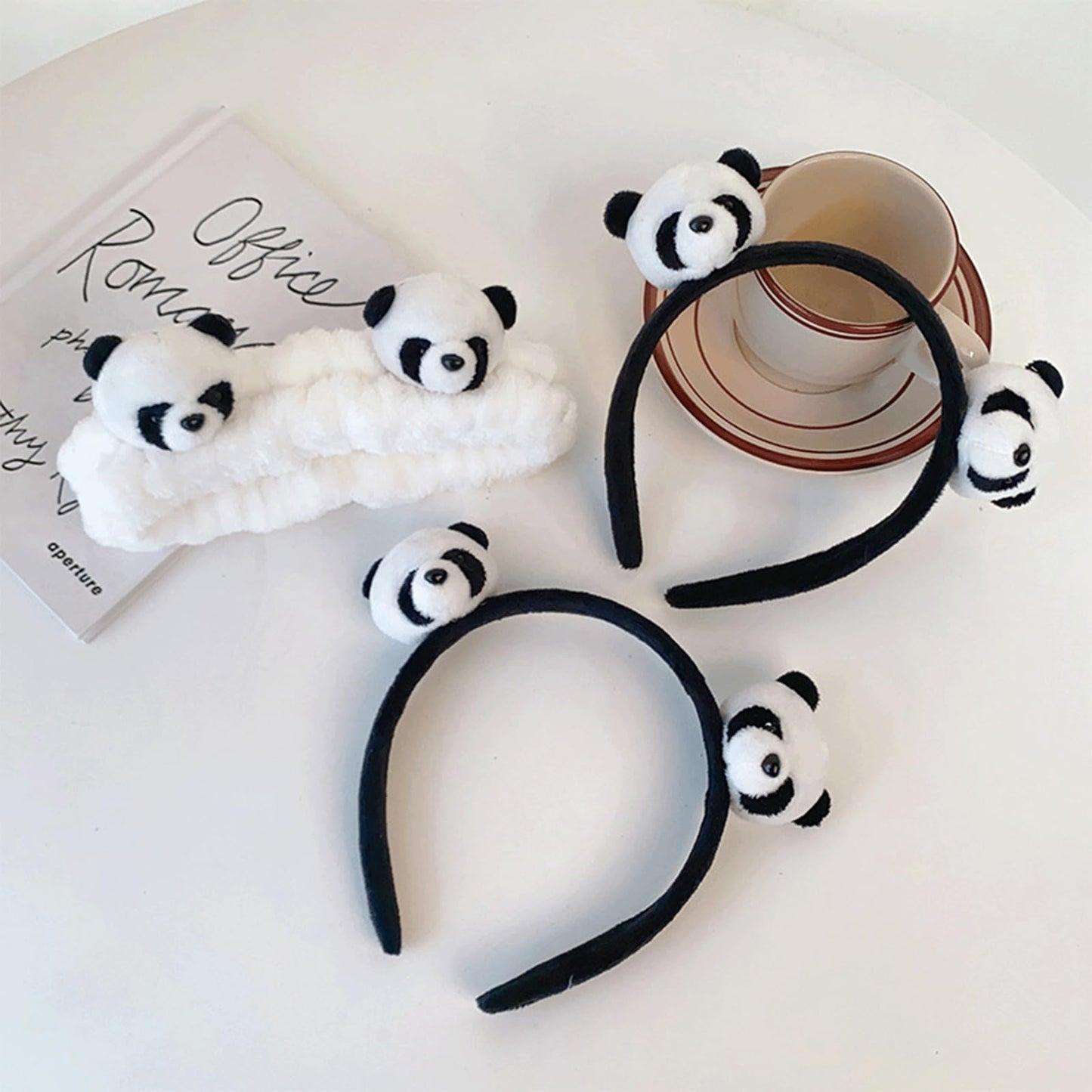 LOTUSTAR 2Pcs Makeup Headband Cute Panda Skincare Hair Bands Makeup Spa Face Wash Headband