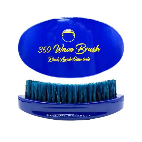 Black Lavish Essentials Men’s Hair Brush, Build Deeper, Hard Boar Bristle Curved, Perfect for Styling Hair, Ultimate Wave Grooming Tool, 360 Wave Brush (Blue, Medium-Hard Bristle)