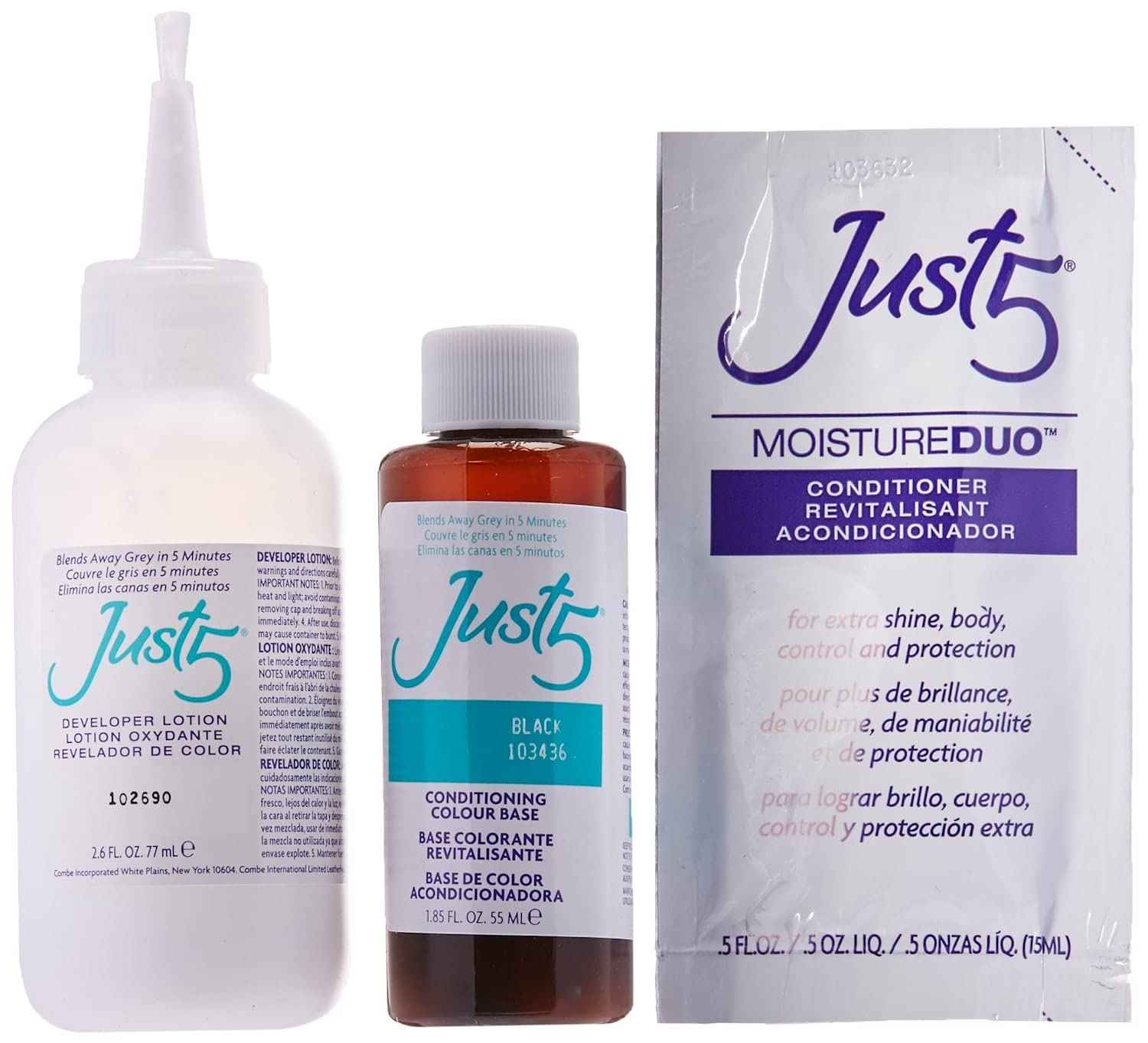 Just 5 Women's Hair Color, Black, J-30 (3 Pack)