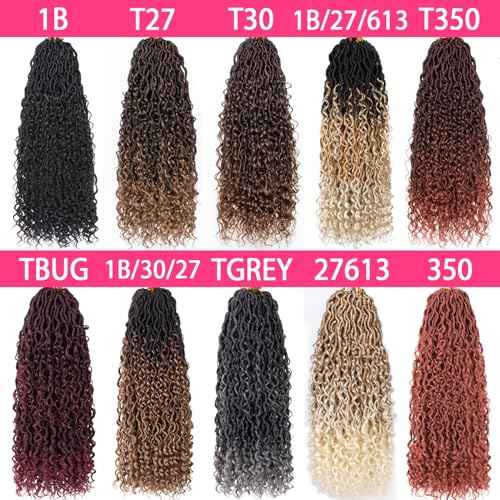 30 Inch Goddess Locs Crochet Hair 8 Packs Ombre Crochet Goddess locs Boho Hippie Locs Hair Faux Locs Crochet Hair with Curly Ends Pre-looped River Locs Crochet Hair for Black Women(T30#)