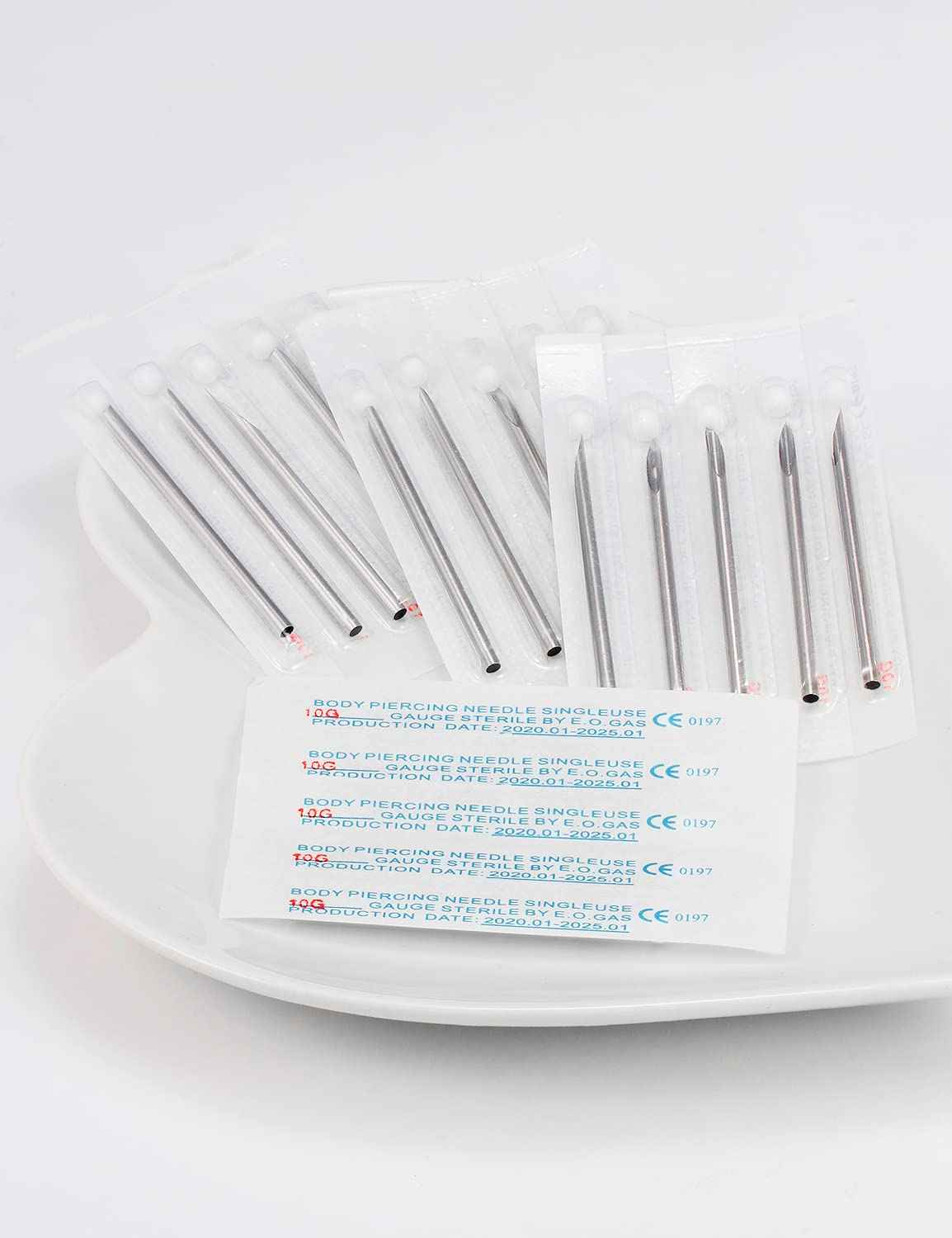 Vsnnsns 10G Piercing Needles 316L Surgical Steel Piercing Needles for Nose Septum Lip Tongue Belly Eyebrow Rings Cartilage Tragus Helix Rook Conch Daith Earrigns Piercing Needles 10 Gauge