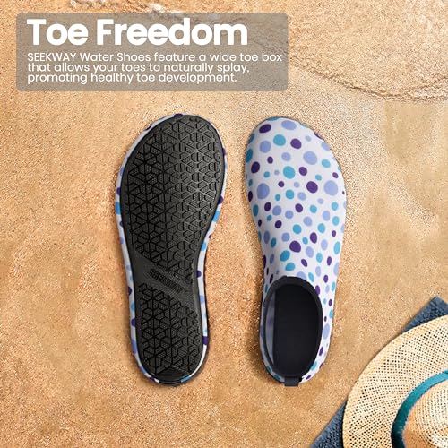 SEEKWAY Water Shoes Women Men Adult Quick-Dry Aqua Socks Barefoot Non Slip for Beach Swim River Pool Lake surf Black Size SK002