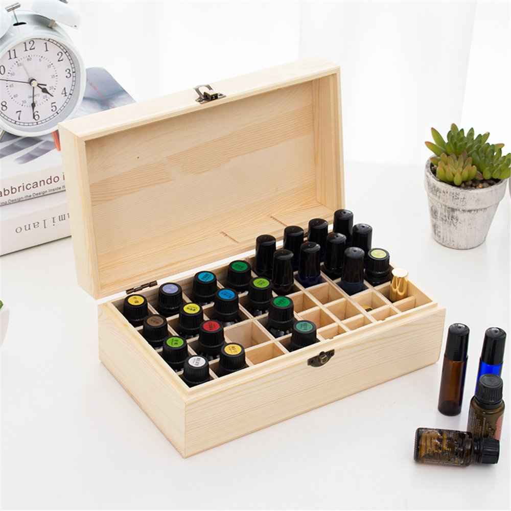 FantasyDay Essential Oil Storage Box Case,Essential Oil Storage Tier,Wooden Organizer Holds 36 Bottles 5 mL, 10 mL and 15mL Sizes,for Travel, Presentation, Nail Polish