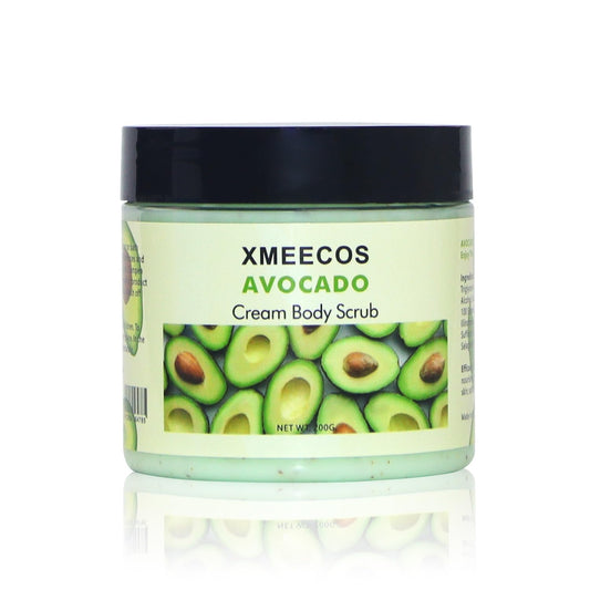 XMEECOS Avocado Body Cream Scrub Skin Cleanser Cruelty Free Prevent Cracked Skin| Exfoliating| Moisturizing| Natural (Milk)