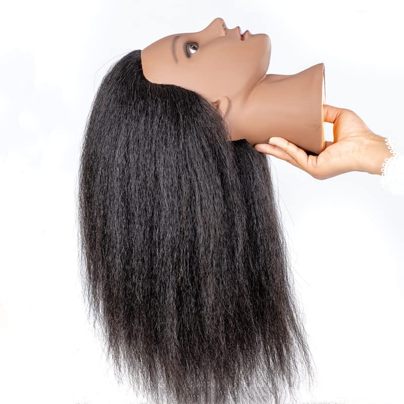Mannequin Head with 100% Human Hair - 16 Inch Black Hair for Styling & Practice