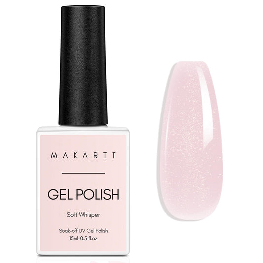 Makartt Gel Nail Polish, Natural Nude Jelly Pink Glitter Gel Polish Spring 15ML Soak Off UV LED Gel Polish Set Manicure DIY Nail Art Designs Home Salon-Soft Whisper