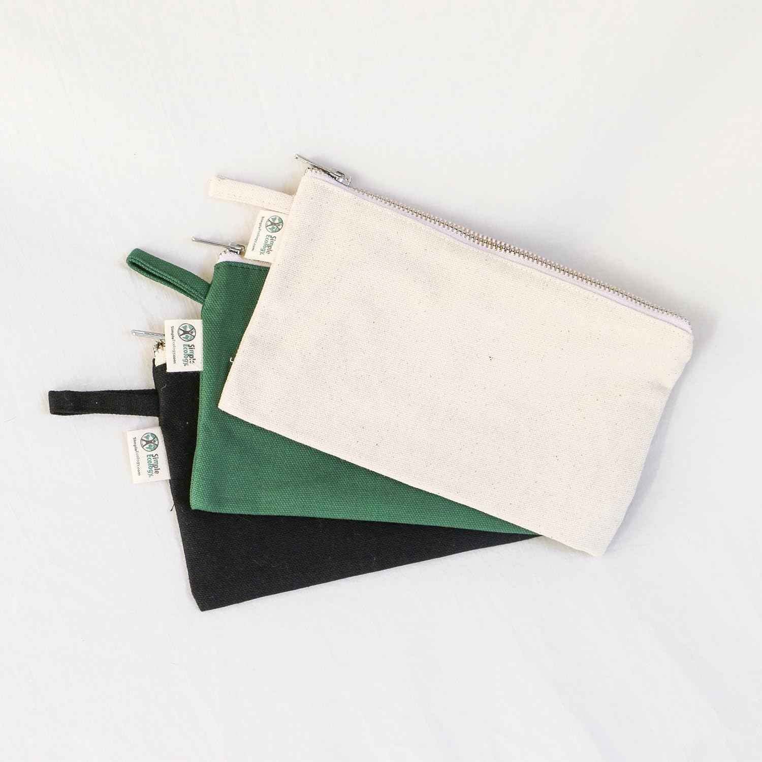Simple Ecology Organic Cotton Canvas Zipper Toiletry, Cosmetic, Travel, Pencil Pouch - Green