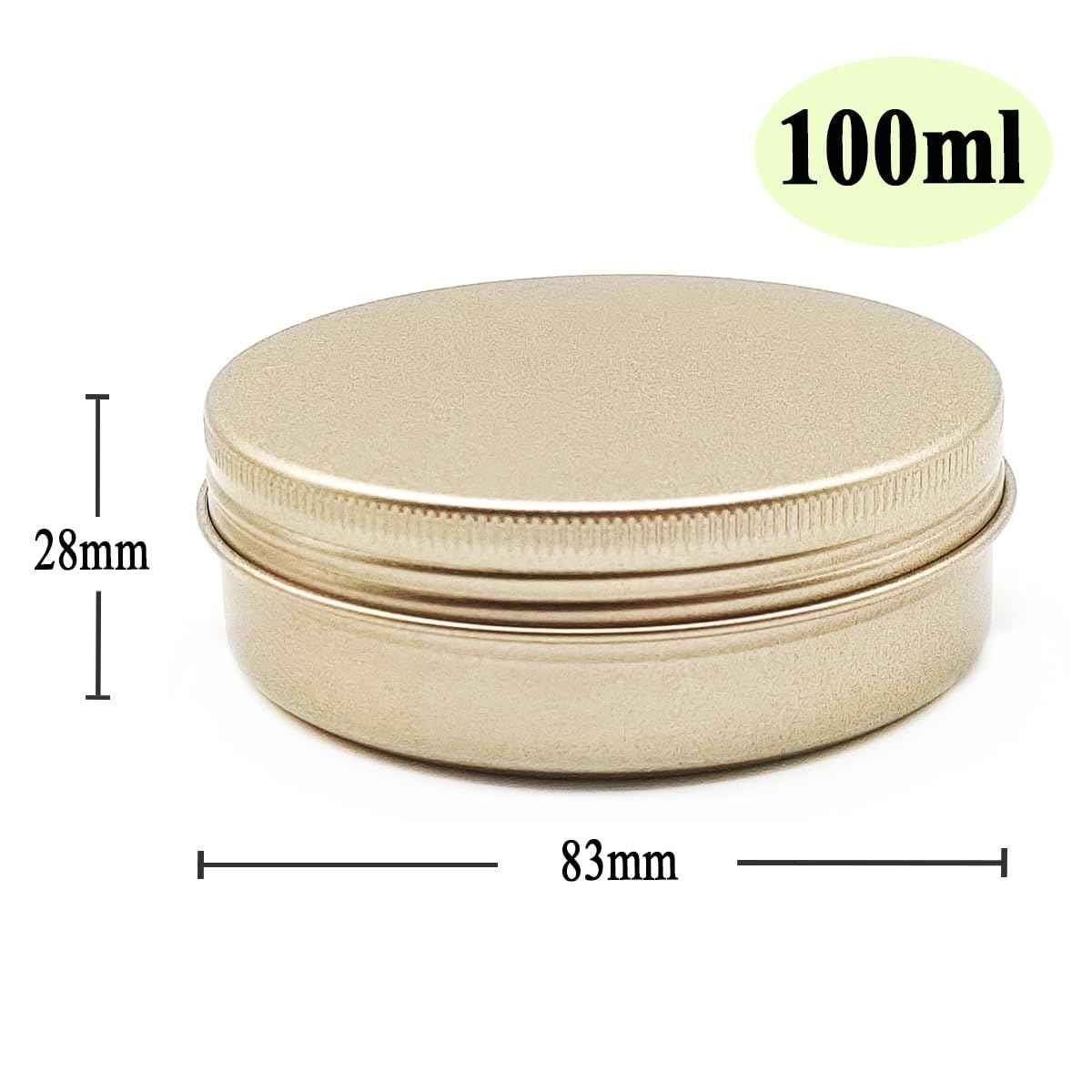 Wopanxye Aluminum Tin Cans, 6pcs 100ml/3oz Metal Round Storage Tin, 100gram Makeup Sample Container, Empty Travel Tins for Candle, Salve, Cosmetics, Face Cream, Lip Gloss Balm, Paints, Tea, Matte-Gold