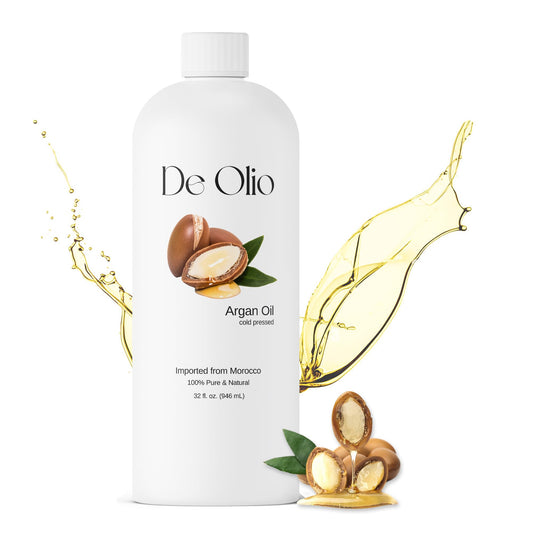 De Olio | Argan Oil of Morocco | 100% Pure & Natural Cold Pressed Argan Oil for Hair, Skin, Face, Body | Refined Moroccan Hair Oil for Moisturizing and Strengthening | 32fl. oz. (946 mL)