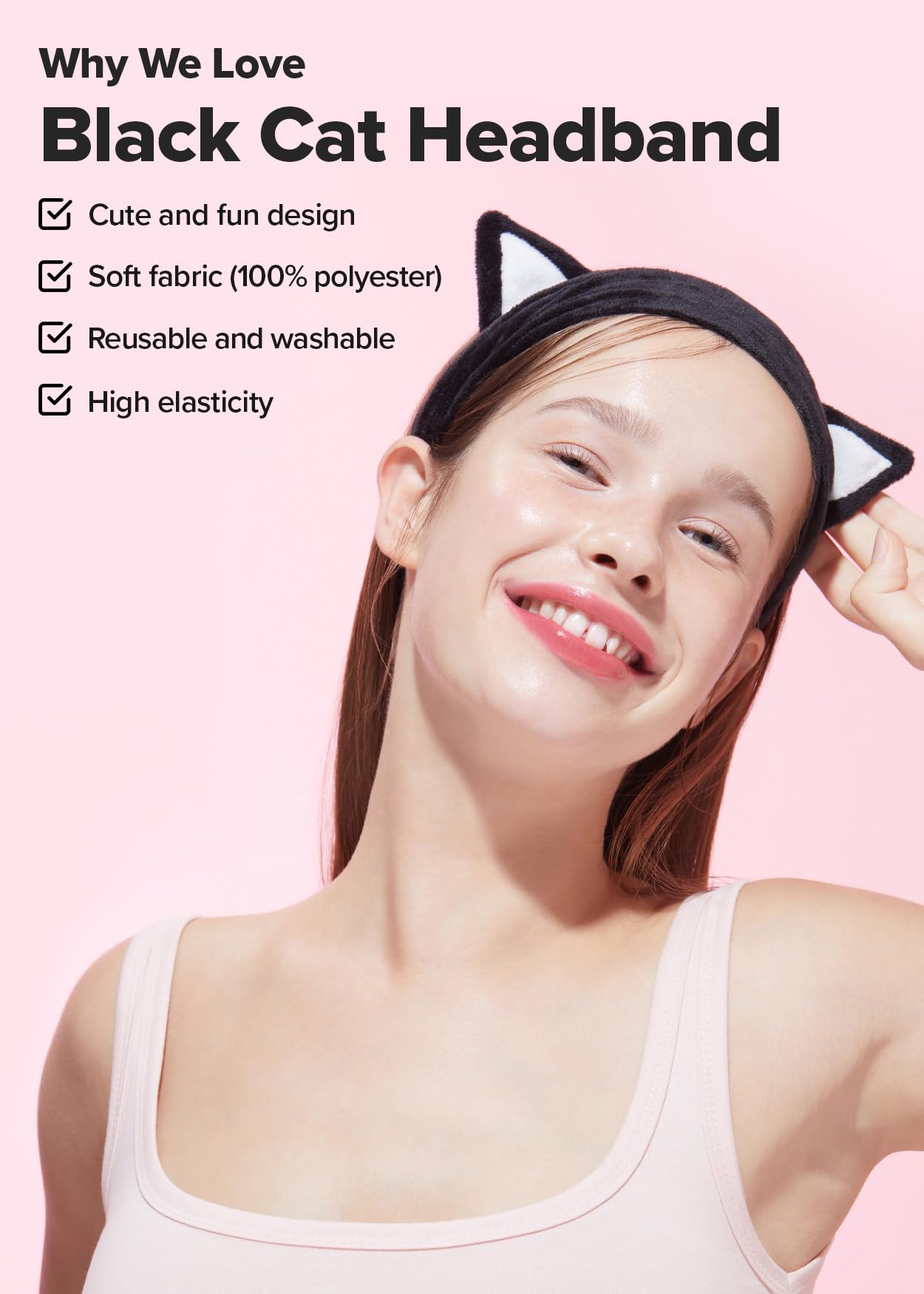 I DEW CARE Face Wash Headband - Black Cat | Spa, Soft, Cute for Makeup, Shower, Teen Girls Stuff, 1 Count