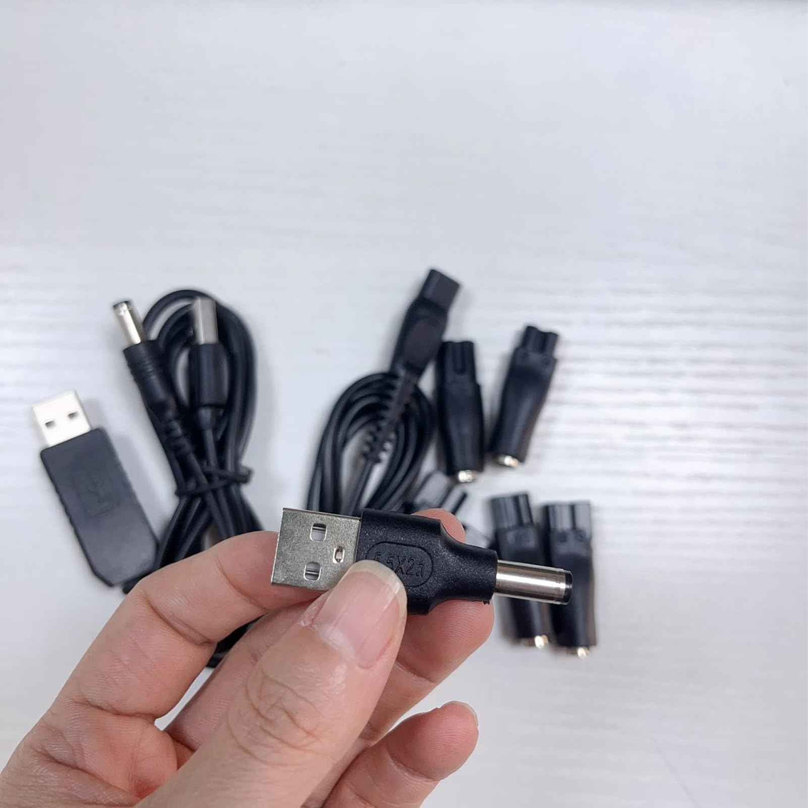 SEEHOM 9 PCS Replacement USB Charger Cable Set,Compatible with 5V Electric Hair Clippers Trimmers Shavers Beauty Tools Lamps & More Includes HQ8505 USB Cable and 6 Plug Adapters