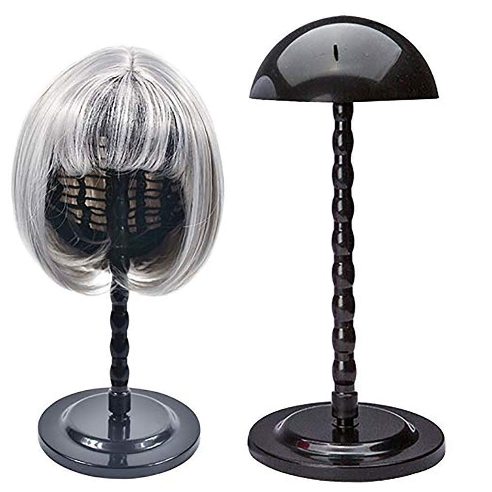 KDOSP Wig Stand Plastic Hat Display Wig Head Holders Mannequin Head/Stand Portable Wig Stand Use Hat For Styling Drying Display Black Plastic Wig Stand (Black)