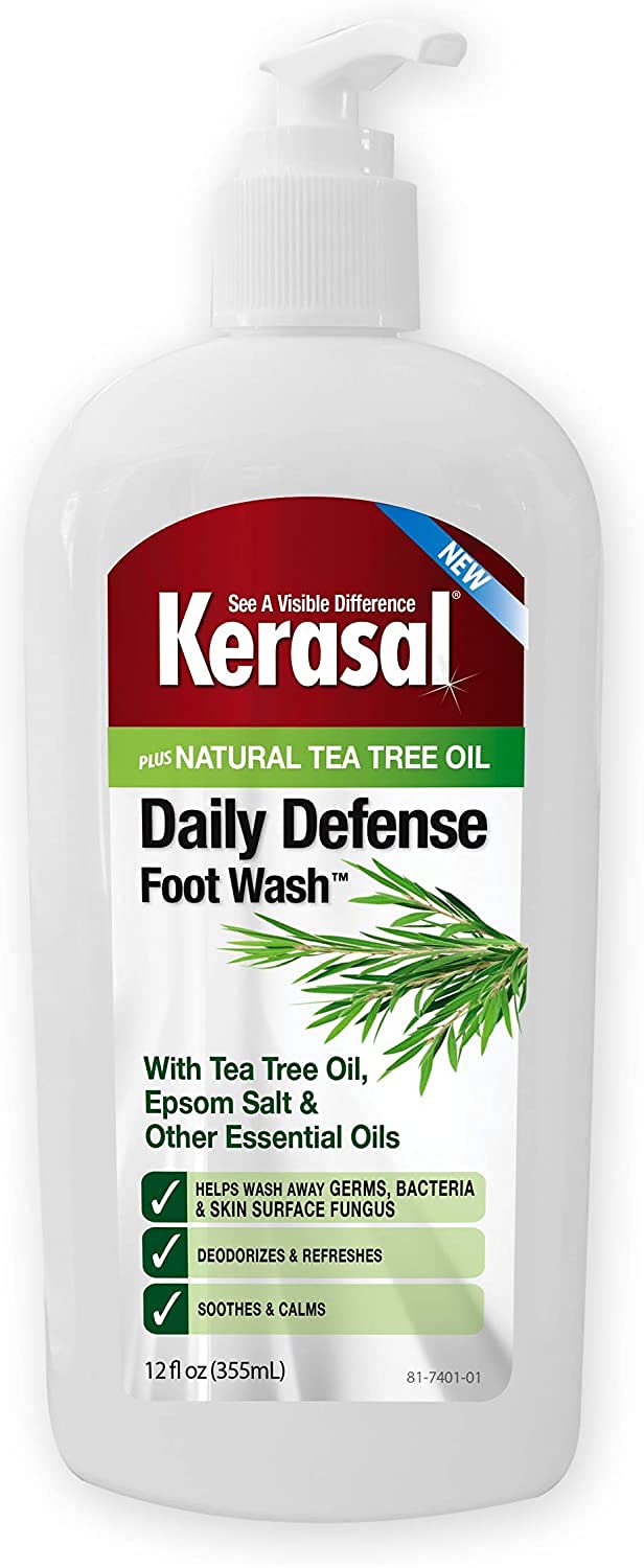 Kerasal Nighttime Renewal Fungal Nail Patches - 14 Patch Twin Pack - Overnight Nail Repair & Daily Defense Foot Wash Daily Cleanser for Feet, 12 Ounce