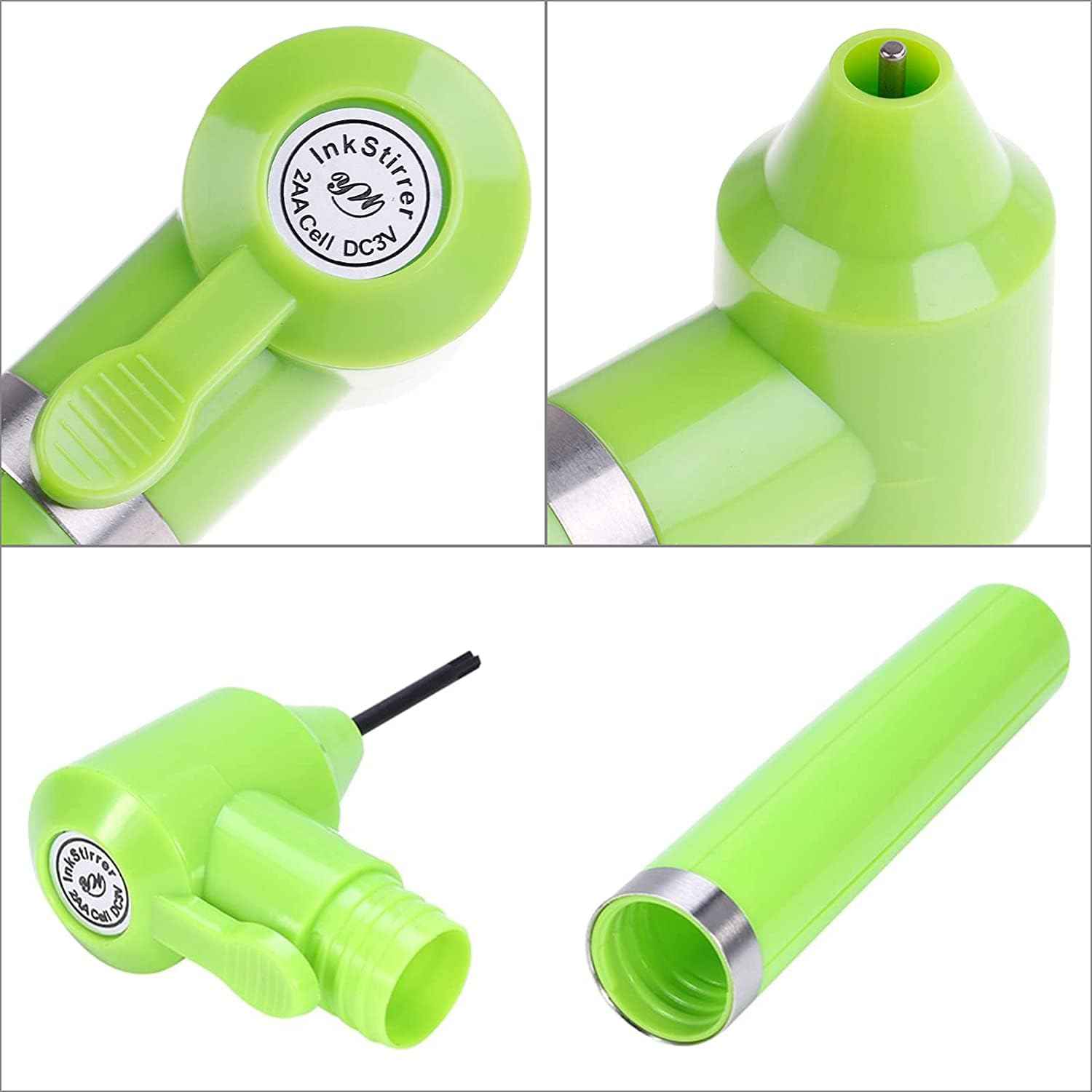 Tattoo Ink Mixer Pigment Makeup Electric Eyebrow Nail Color Supply Tool Agitator Machine 100 Mixing Sticks Set-Green