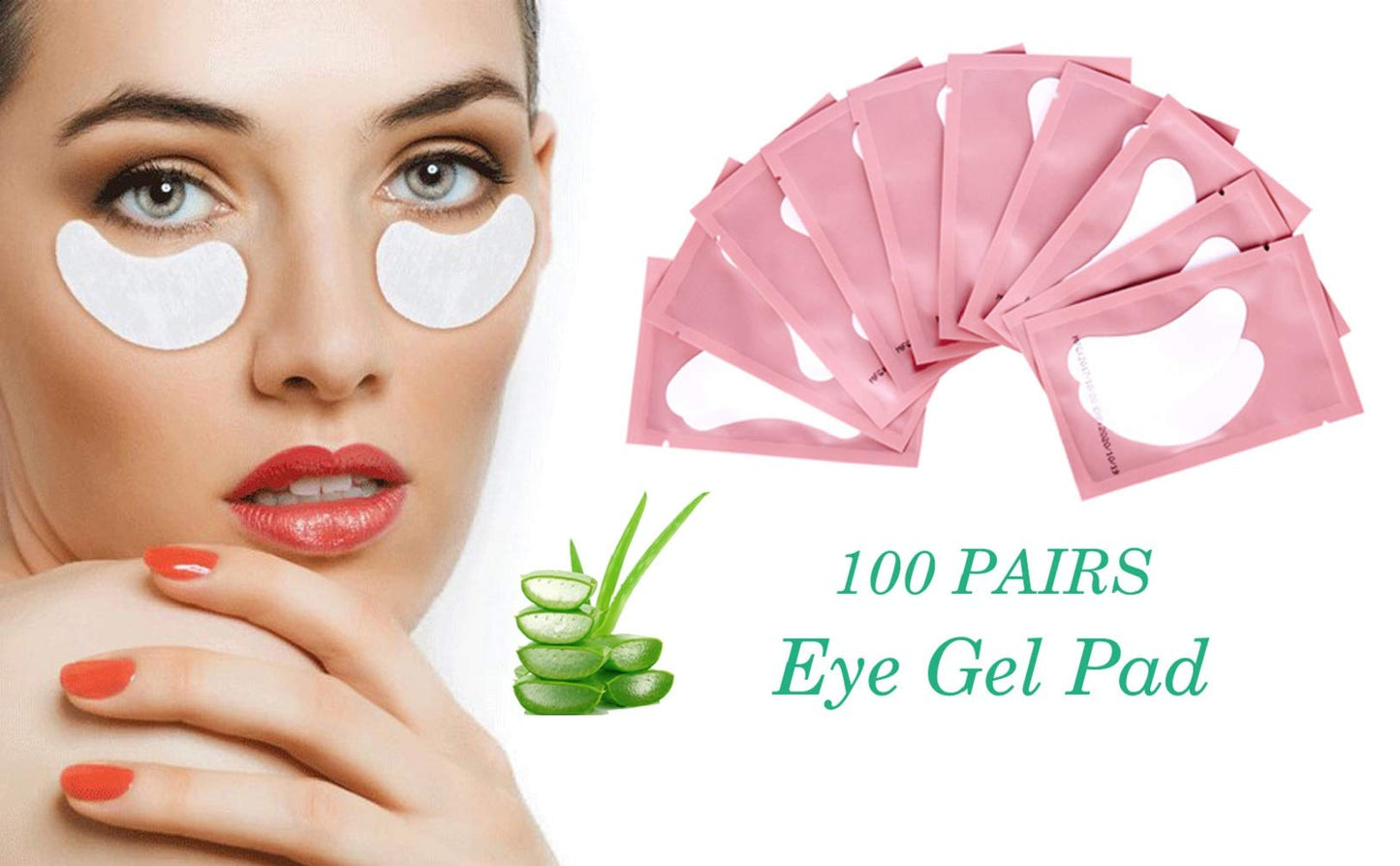 Voncasen 100 Pairs Set Gel pads for eyelash extensions, Comfy and Cool Under Eye Pads for Eyelash Extensions Eye Patches Beauty Tool