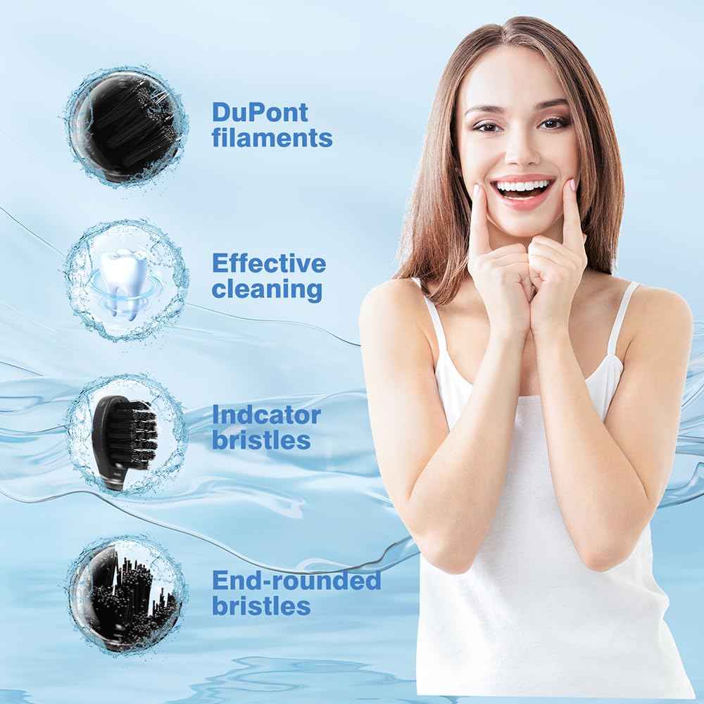 6 Pcs Replacement Toothbrush Heads for Curaprox Hydrosonic Electric Toothbrush Adults with Dust Cover, Black