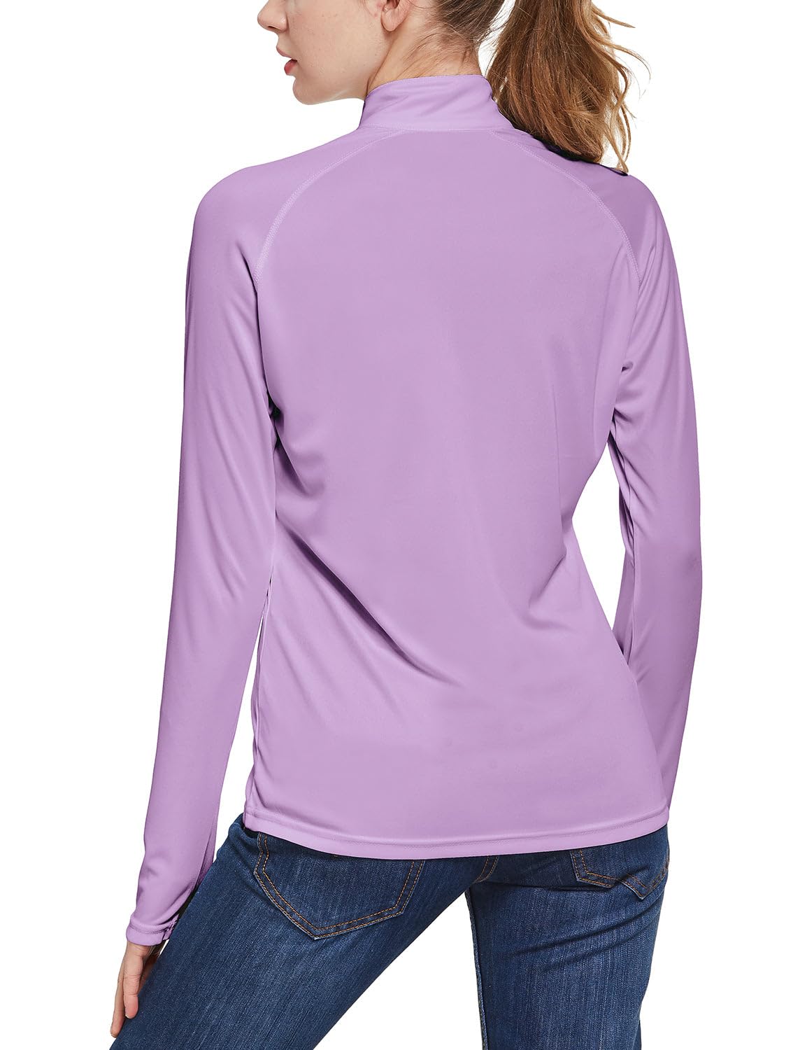 BALEAF Women's Sun Shirts 1/4 Zip Pullover UPF50+ UV Protection Lightweight Quick Dry Golf Hiking Running Workout Tops Purple Size S