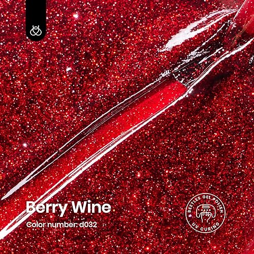 Beetles Glitter Red Gel Nail Polish - Wine Red Shimmer, 0.5oz, C - Shimmery Red