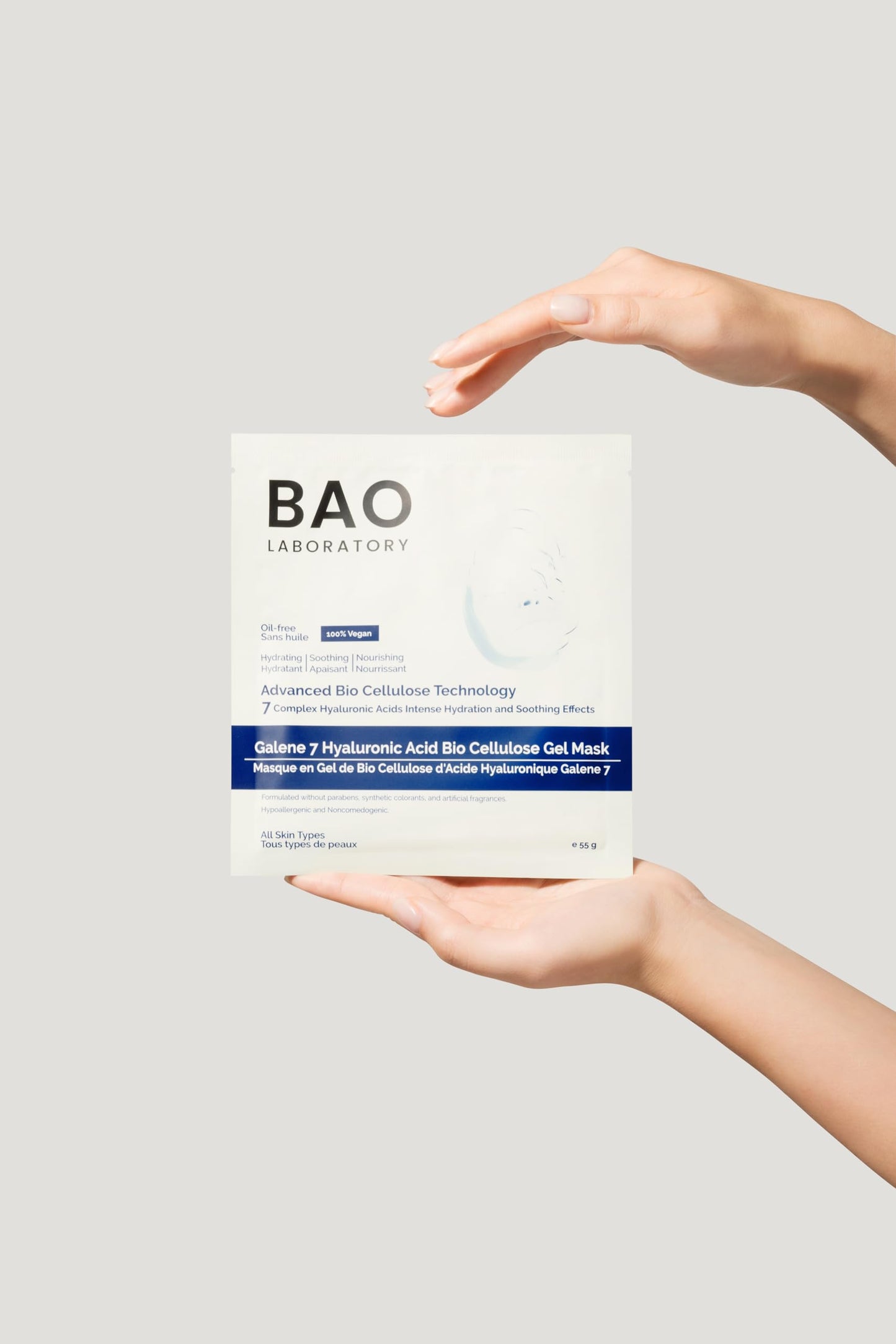 BAO Laboratory Galene 7 Hyaluronic Acid Bio Cellulose Gel Mask | Intense Hydration & Soothing Effects Gel Mask for Face | Skin Care Face Moisturizer Mask Soothing Facial Mask | 100% Vegan, 55 g