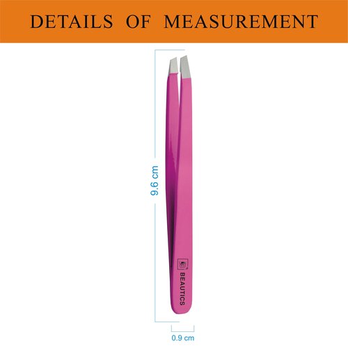 BEAUTICS Eyebrow Hair Removal Tweezer for woman & Men Slant Pointed Precision Tweezers for Ingrown Hair Removal Blackhead (HOT PINK)
