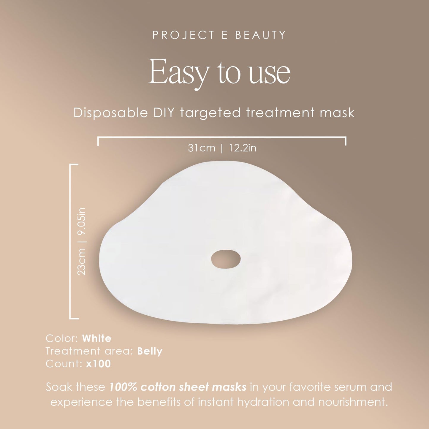 100pcs Disposable DIY Non-Woven Belly Sheet Paper by Project E Beauty | Belly Sheet Mask | Ultra Thin Cotton | for Home & Spa Salon Use | Skin Firming & Hydrating Treatments (100, Belly Shaped)