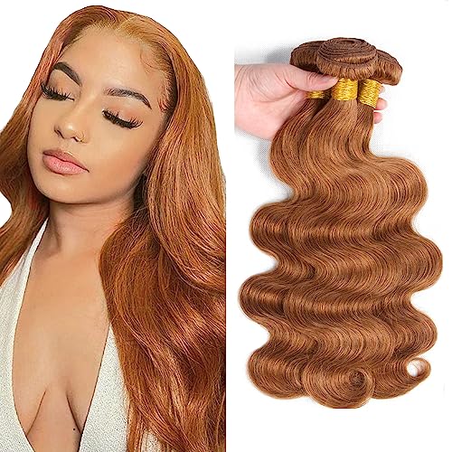G30-LightBrown-B 14 16 18 Inch Human Hair Bundles Light Brown Body Wave Extensions 150g/3 Bundles