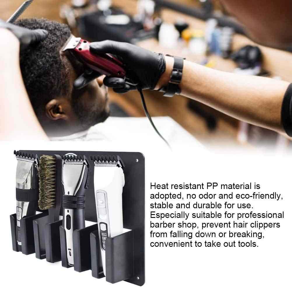 ZJchao Hair Clipper Holder, Multi-Functional 4 Holes Wall Mount Hairdressing Tool Storage, Wall-Mounted Hair Cutter Brush Holder Stand