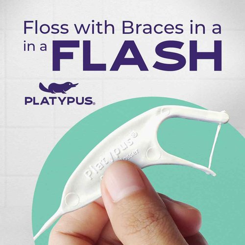 Platypus Orthodontic Flossers for Braces, 40 Count (Pack of 3), Ortho Picks for Adults & Kids, Fits Under Arch Wire, Non-Damaging, Encourage Flossing Habits