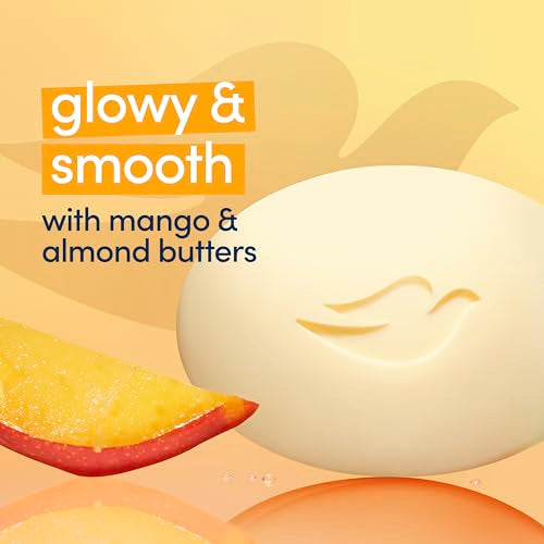 Dove Beauty Bar Soap Glowing Mango & Almond Butters, 8 Bars for Radiant Skin, Illuminates Skin 3.75 oz