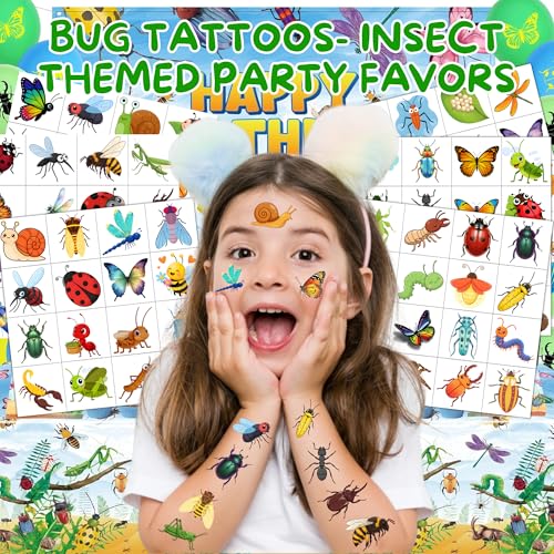 Bug Temporary Tattoos for Kids - 96 PCS Pre-Cut