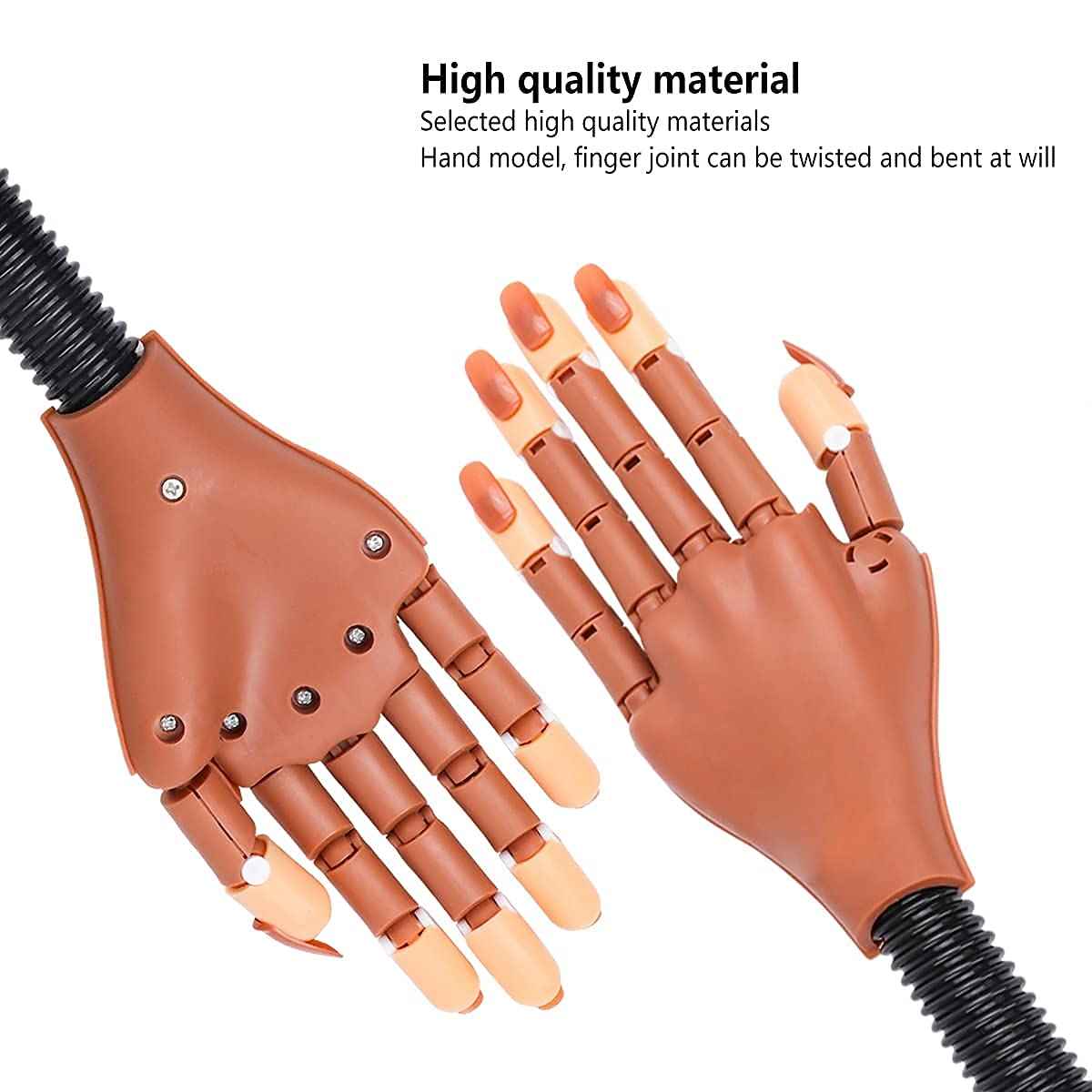 Nail Practice Hand for Acrylic Nails, Flexible Nail Maniquin Hand to Practice Nail Art, Movable Nail Training Hands for Beginners Nail Skills Practicing with 200pcs Fake Nails Tips