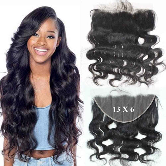 Forawme 13X6 Ear To Ear Full Lace Frontal Closure With Natural Hairline 14 Inch Natural Color Pre Plucked Transparent Lace Frontal Pieces 100 Unprocessed Body Wave Human Hair