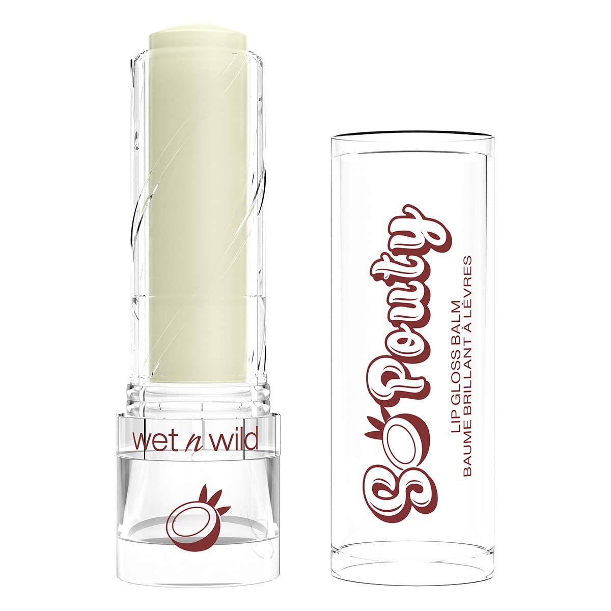 wet n wild Perfect Pout So Pouty Shine Tinted Lip Balm Coconut Flavored, Hyaluronic Acid, Vegan Collagen, Moisturizing For Dry Lip Care, Clear