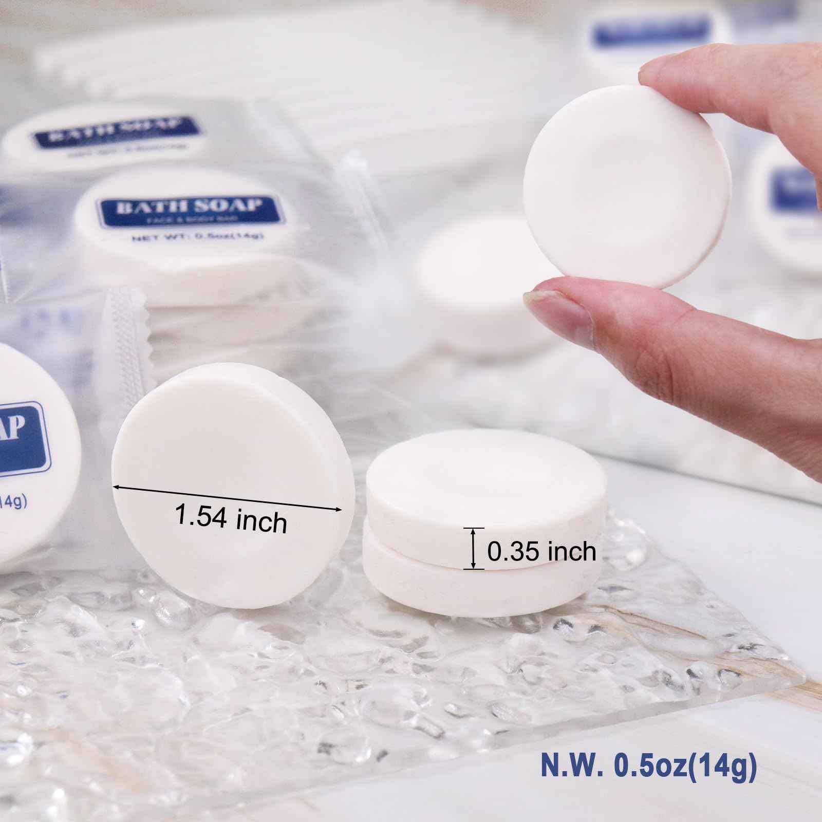 SLequipo Bulk Bar Soap Round, 200 pcs Mini Soap Bars Bulk Individually Wrapped, 0.5 oz Travel Soap Small Hotel Soaps Travel Size Toiletries for Hotel Bathroom(Round)