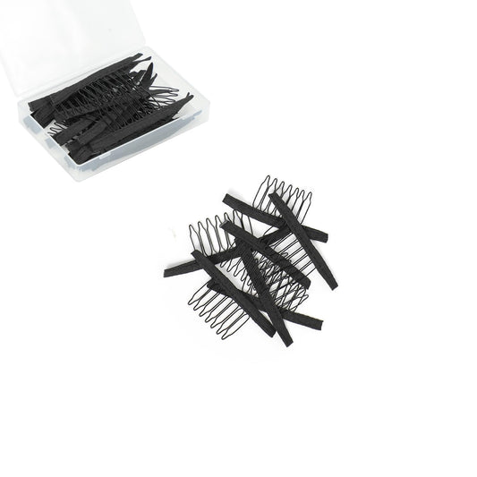 JIUSERLU Wig Comb, 50 Pieces Wig Clips to Secure Wig, 7-Teeth Wig Accessories Tools For Making Wig Caps, Black