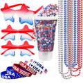 Mysense 4th of July Accessories Set - Sunglasses, Necklaces & Glitter
