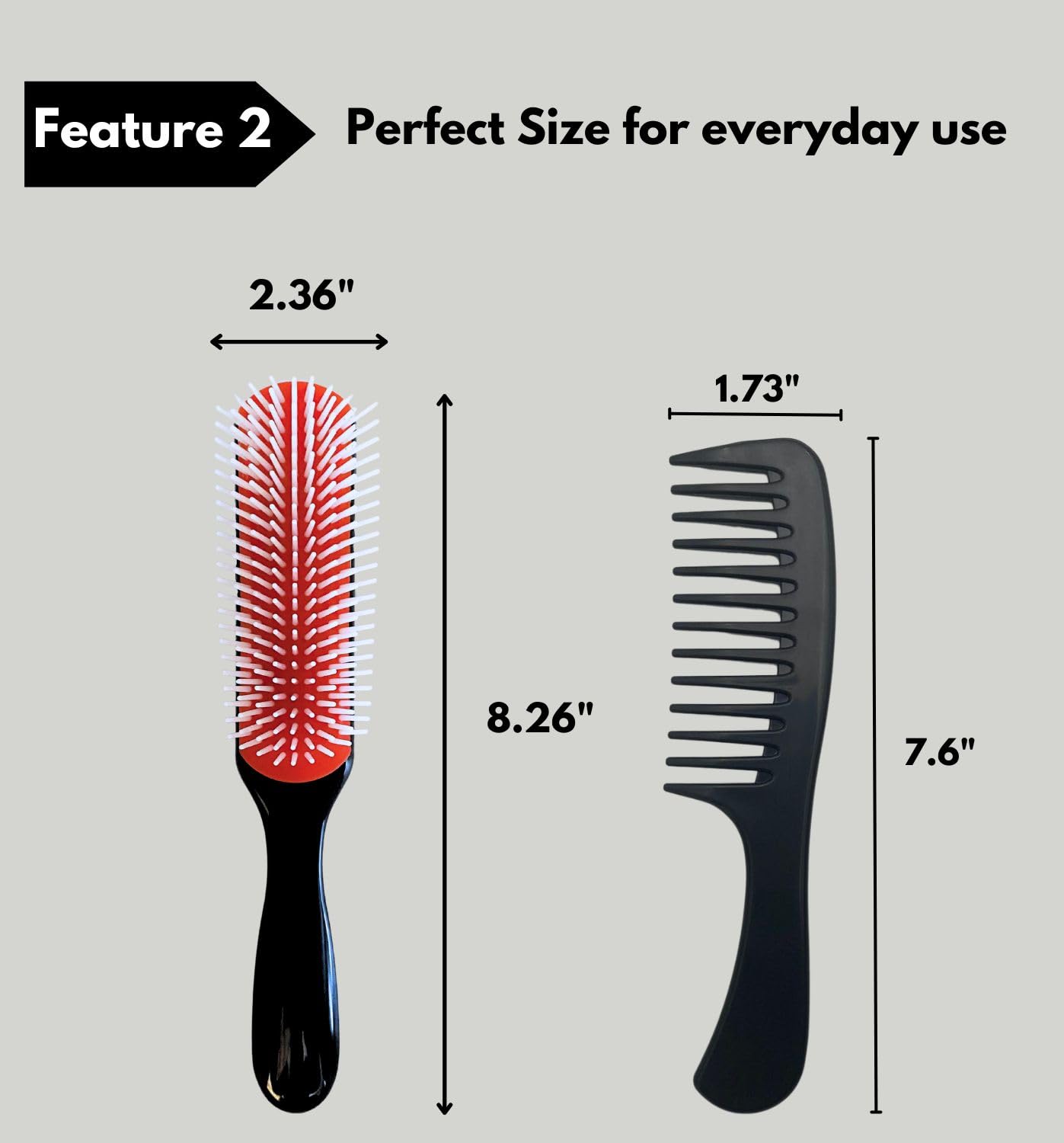 MDSTYLE Hair Brush for Curly, Thick, Wavy and Coily Hair - Curl Defining, Detangling, Styling, Blowdrying, Shaping - 9 Row Detangler Brush for Women and Men - Dry or Wet (Black Regular 1pc & Comb 1pc)